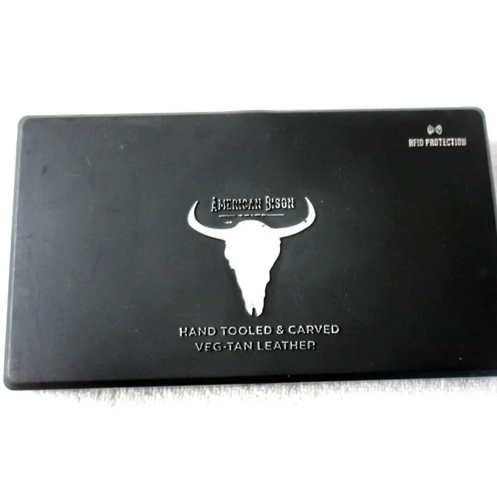 American Bison Men's Buffalo Nickel Concho Rodeo Black Leather Wallet NEW